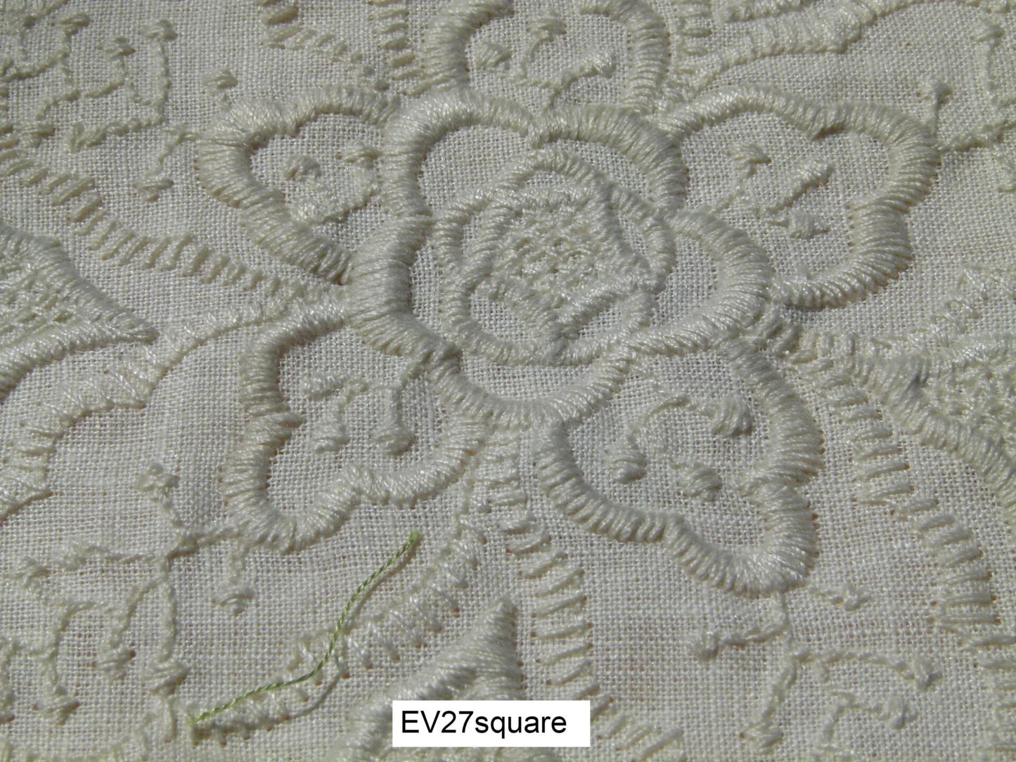 Scalamandre Fonthill Patna Ivory Embroidery Floral Linen White - Square 34"x26"