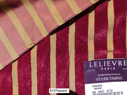 Scalamandre LELIEVRE Paris Casaque Rouge Stripe Cut Velvet Red and Beige - Square