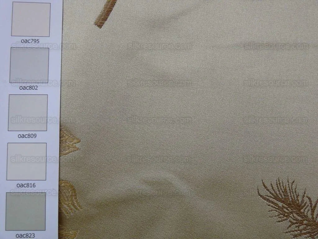 Schumacher 100% Silk Lampas Bell Flower "bone" Gold