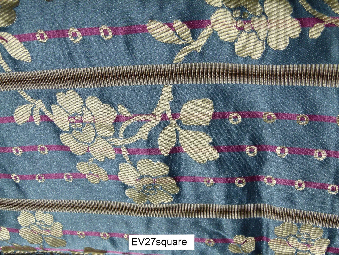 Scalamandre Tassinari &amp; Chatel Dampierre Bleu Floral Botanical Silk Stripe Blue - Square 26"x26"