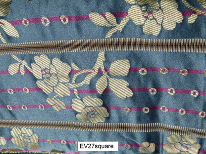 Scalamandre Tassinari &amp; Chatel Dampierre Bleu Floral Botanical Silk Stripe Blue - Square 26"x26"