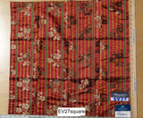 Scalamandre Tassinari &amp; Chatel France Dampierre Rouge Floral Botanical Silk Stripe Red - Square 26"x26"