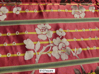 Scalamandre Tassinari &amp; Chatel France Dampierre Rouge Floral Botanical Silk Stripe Red - Square 26"x26"