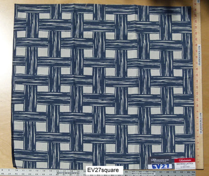 Scalamandre Bamboo Lattice Denim Blue White Fretwork Lattice - Square 26"x26"