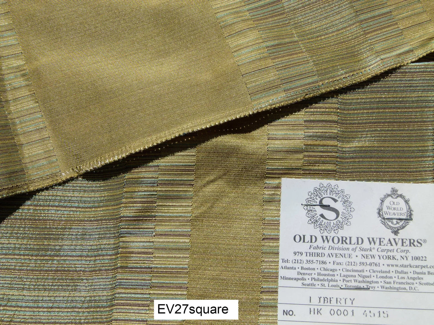 Scalamandre Liberty Silk Stripe Gold Green - Square 32"x26"