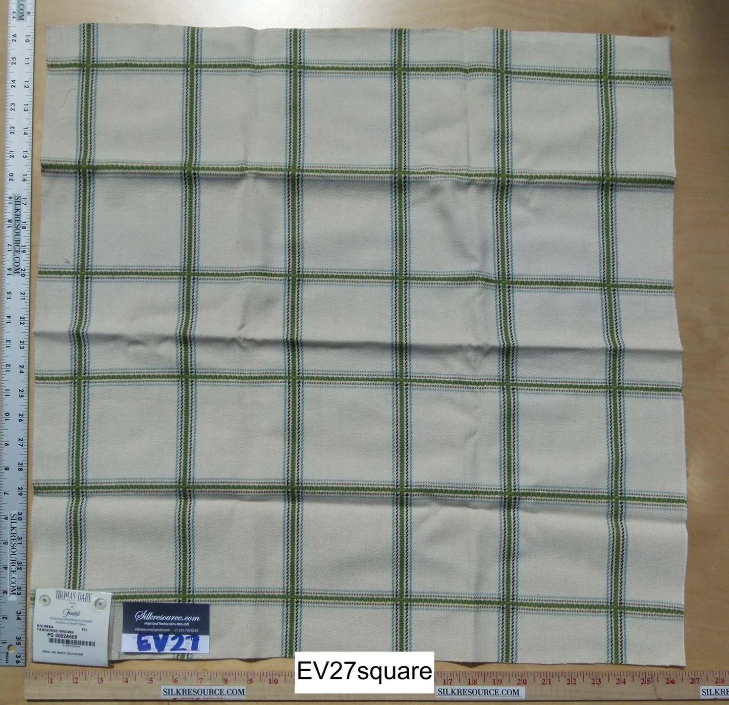 Scalamandre Thomas Dare at Fonthill Rhumba Tangerine/Brown Square Pattern Cream - 26" x 26" Square