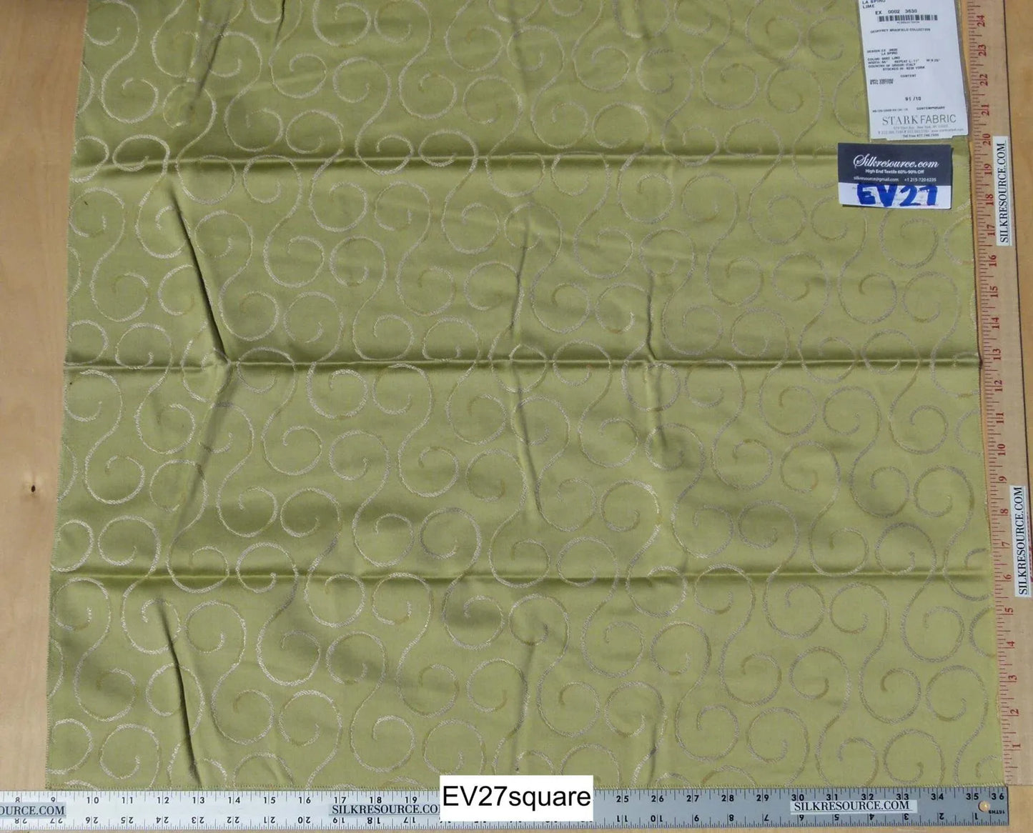 Scalamandre Old World Weavers La Spiro Lime Contemporary Olive Green - Square 26"x26"