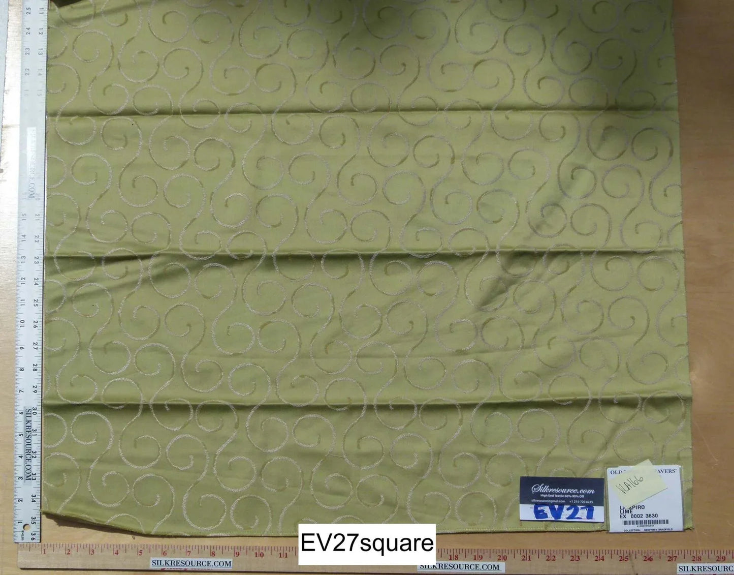 Scalamandre Old World Weavers La Spiro Lime Contemporary Olive Green - Square 26"x26"