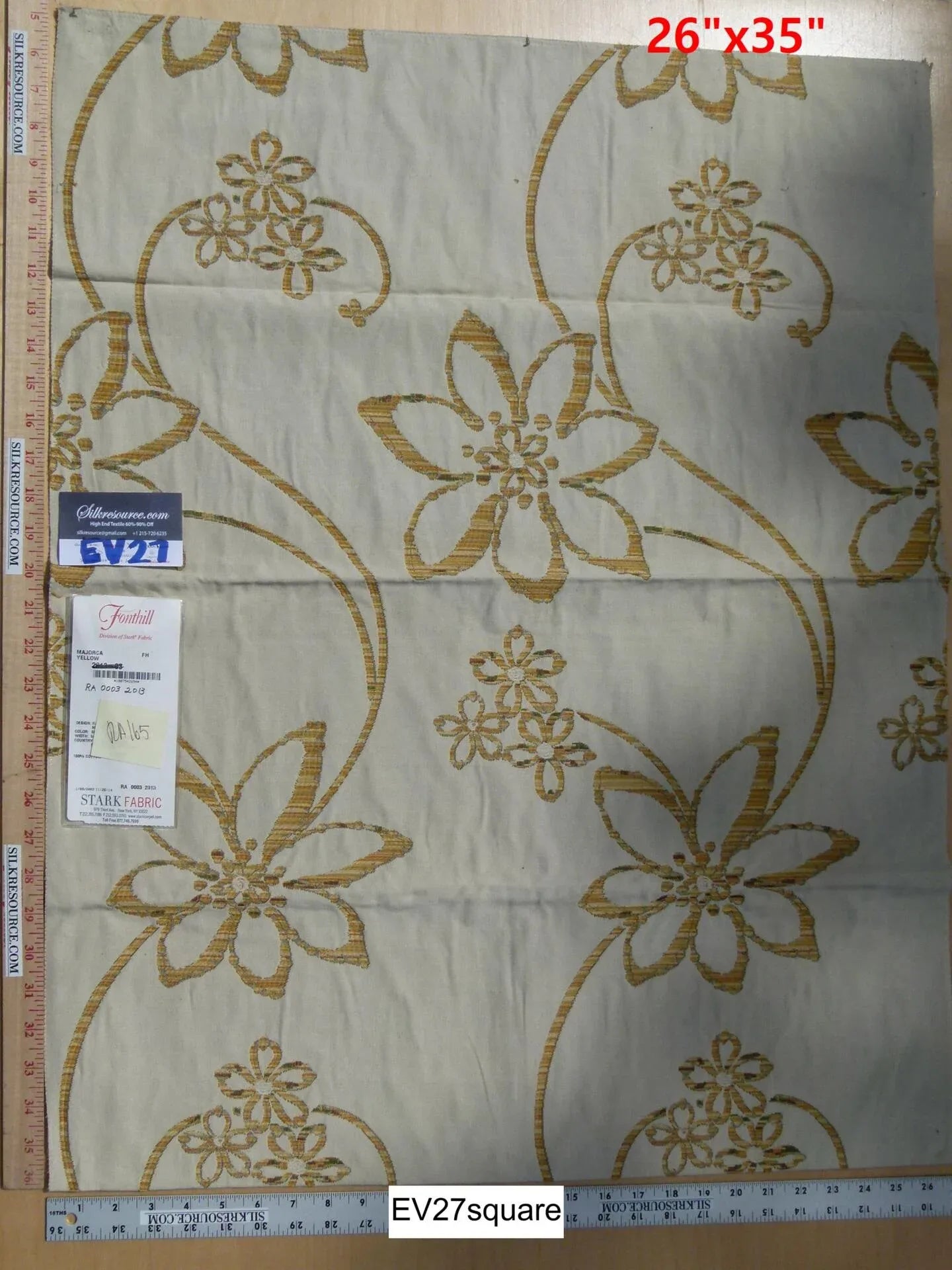 Scalamandre Fonthill Majorca Yellow White Cotton Floral Botanical - Square 26 inchesx35 inches