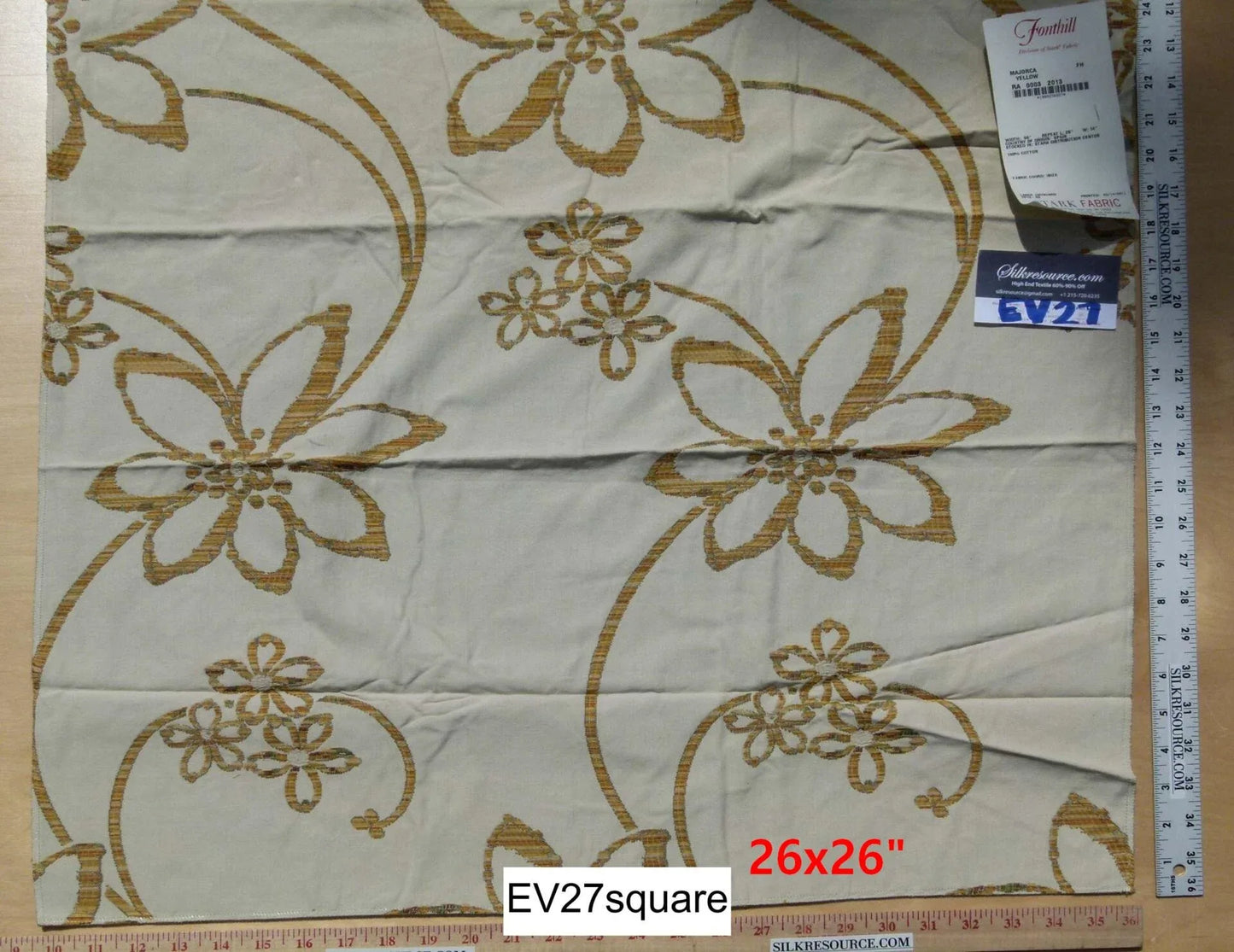 Scalamandre Fonthill Majorca Yellow White Cotton Floral Botanical - 26"x35" Square