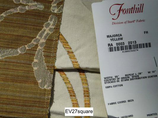 Scalamandre Fonthill Majorca Yellow White Cotton Floral Botanical - 26"x35" Square