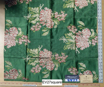 Scalamandre LELIEVRE Paris Silk Lampas Floral Green - Square  - Piece B 25"x24"
