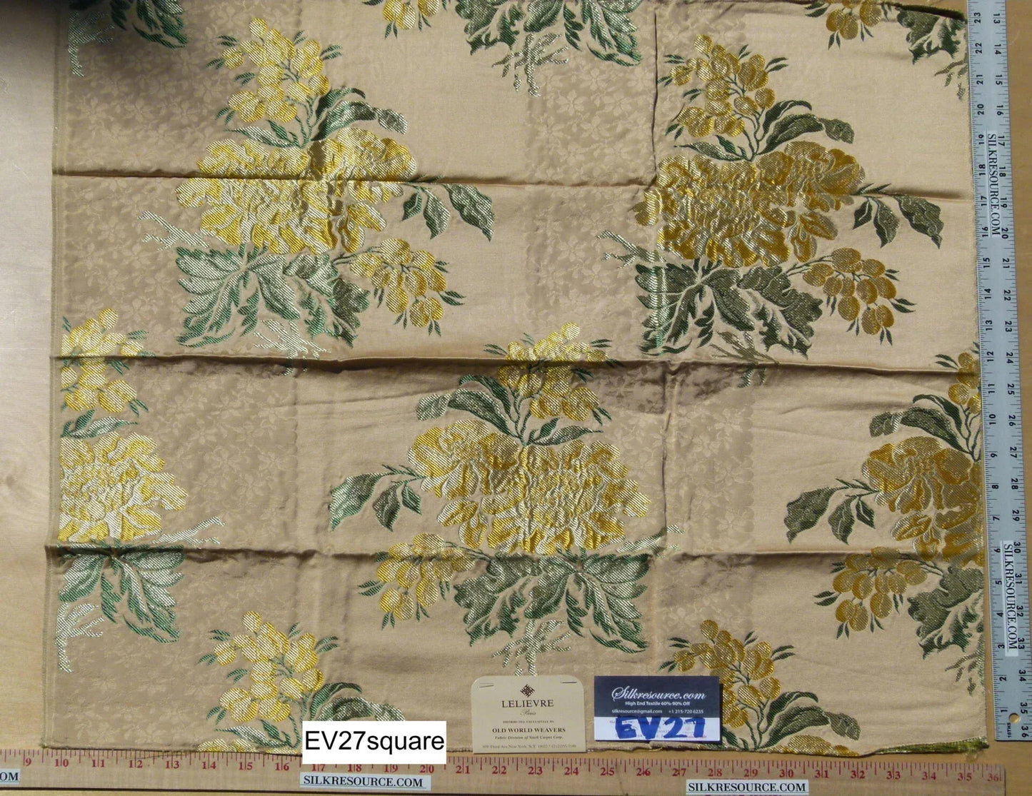 Scalamandre LELIEVRE Paris Silk Lampas Floral Brown 26"x26"