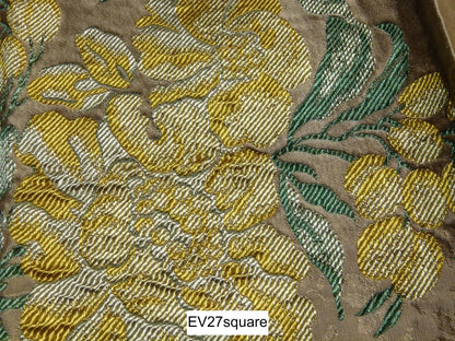 Scalamandre LELIEVRE Paris Silk Lampas Floral Brown 26"x26"