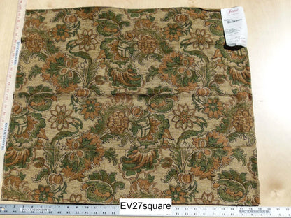 Scalamandre Fonthill Natasha Peach/Green Cotton Tapestry - Square 24 inchesx29 inches