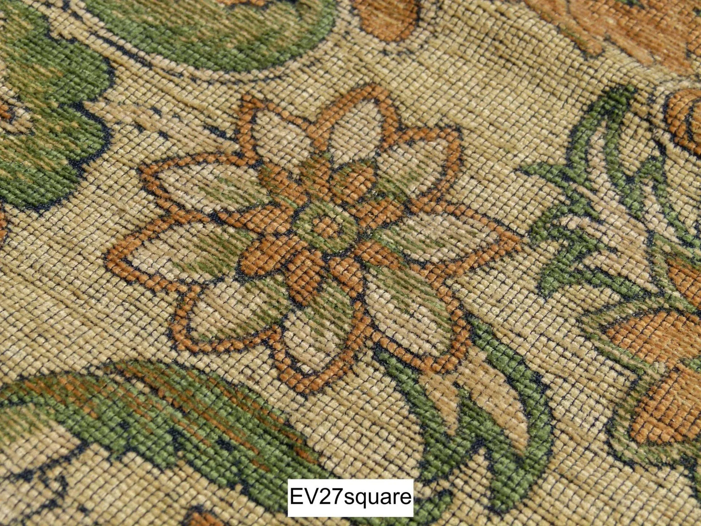 Scalamandre Fonthill Natasha Peach/Green Cotton Tapestry - Square 24 inchesx29 inches