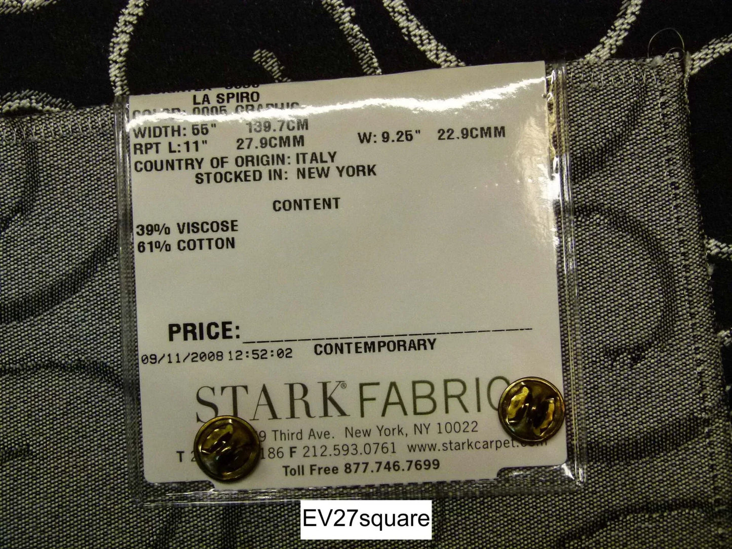 Scalamandre Old World Weavers La Spiro Graphic Black and White - Square