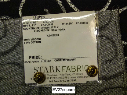 Scalamandre Old World Weavers La Spiro Graphic Black and White - Square