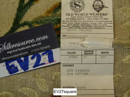 Scalamandre Old World Weavers Royal Palace Velvet White Gold Green Red - Square