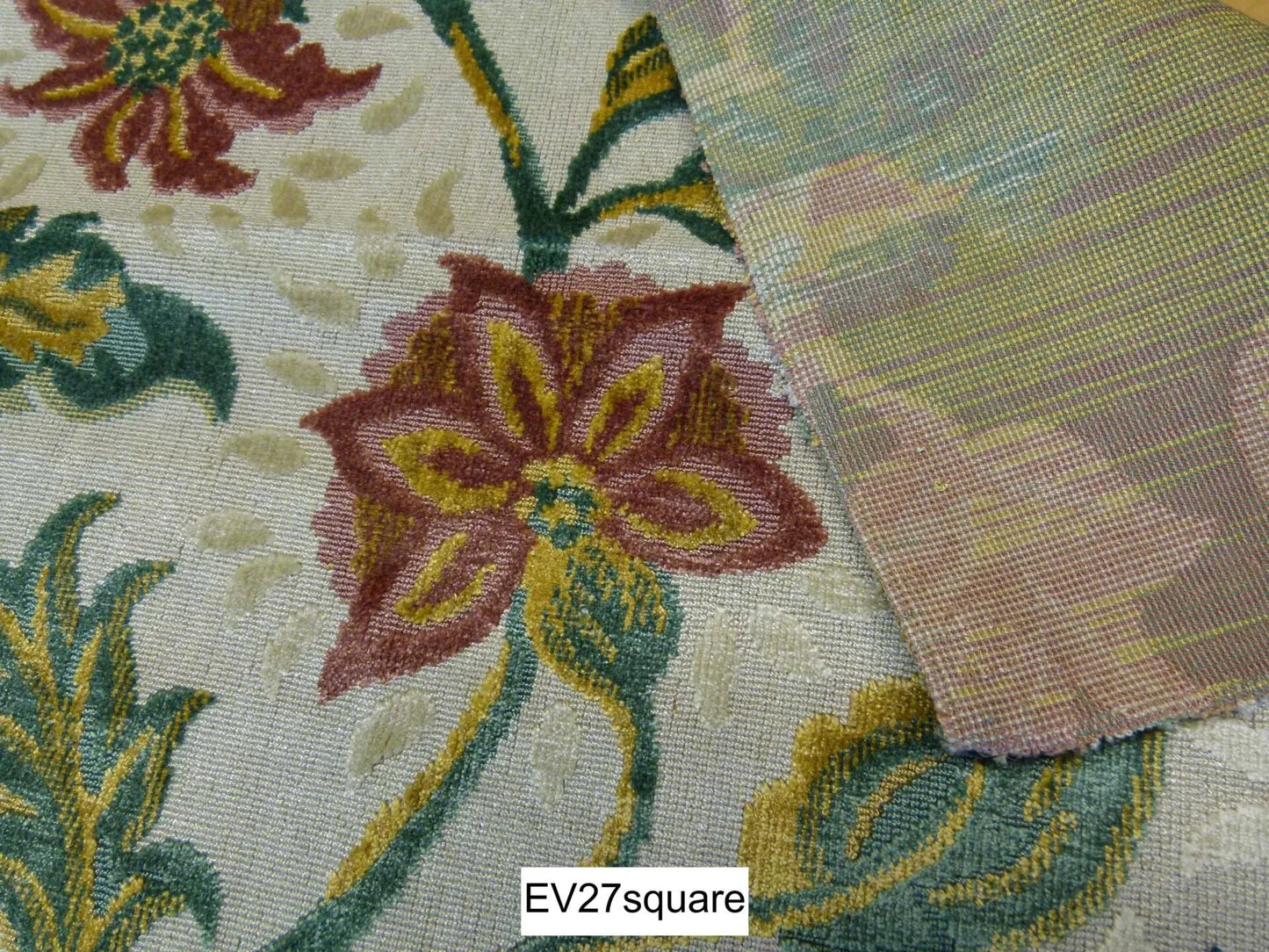 Scalamandre Old World Weavers Royal Palace Velvet White Gold Green Red - Square