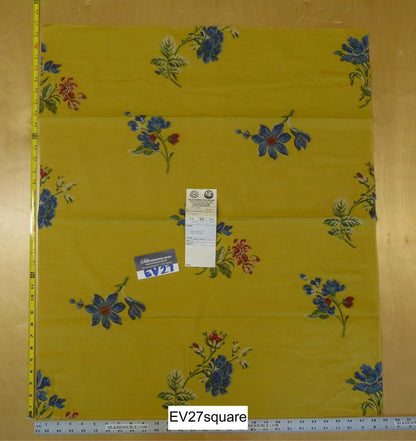 Scalamandre Old World Weaver Nocturne Gold Flower on Blue - Square 33" x 29"