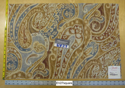Scalamandre Fonthill Bijan Blue Beige Paisley Print Cotton - Square 18 inches x 27 inches