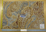 Scalamandre Fonthill Bijan Blue Beige Paisley Print Cotton - Square 18 inches x 27 inches