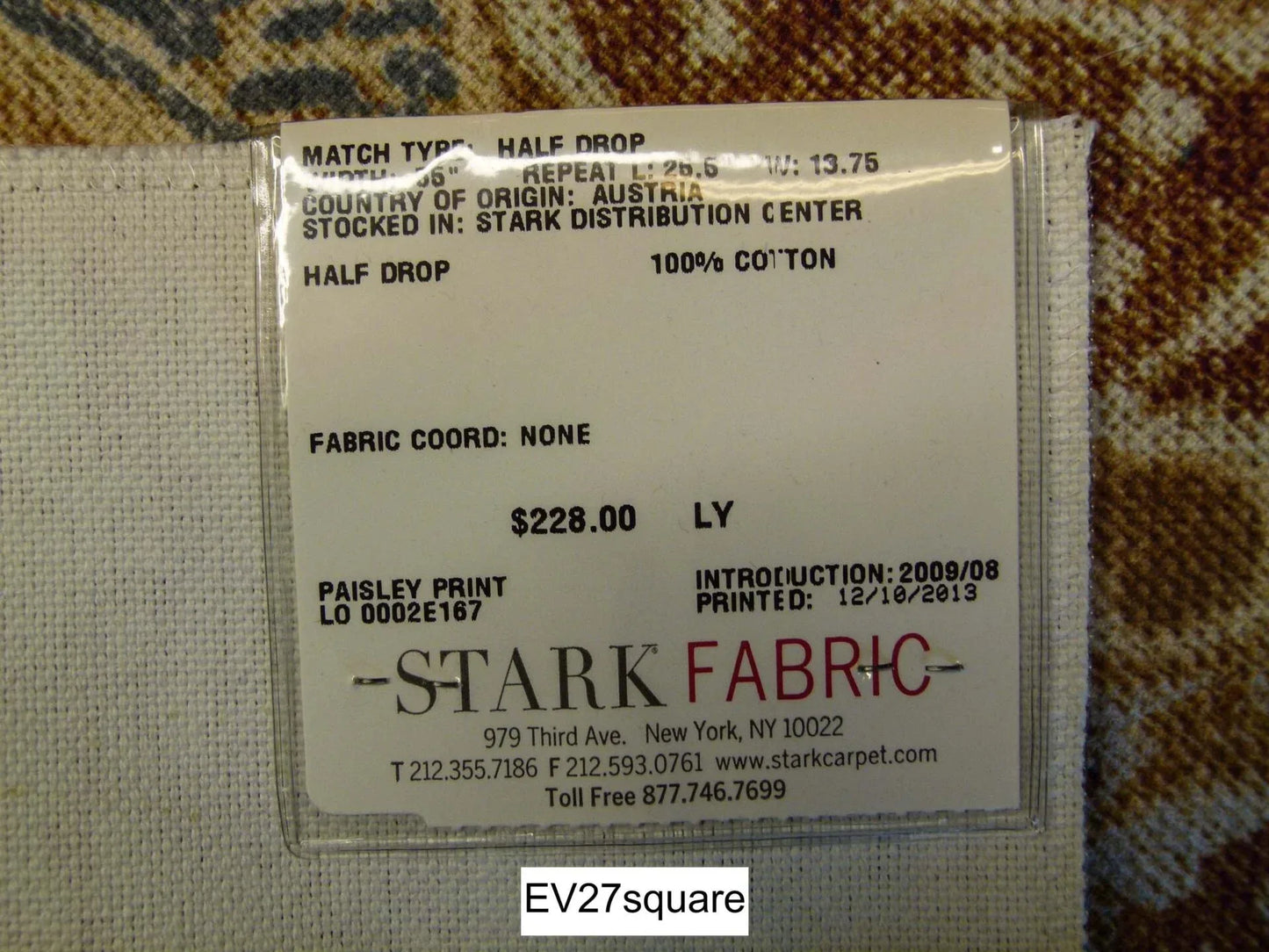 Scalamandre Fonthill Bijan Blue Beige Paisley Print Cotton - Square 18 inches x 27 inches