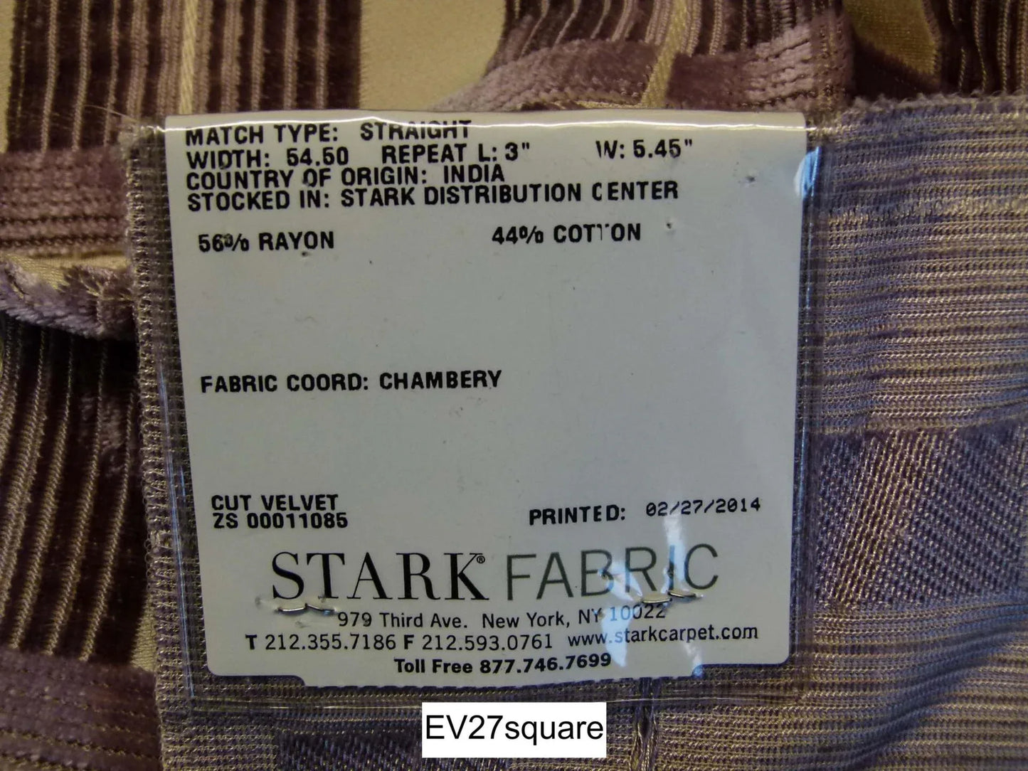 Scalamandre Grey Watkins Saint Amand Lavender Cut Velvet - Square 27" x 27" EV27square-52