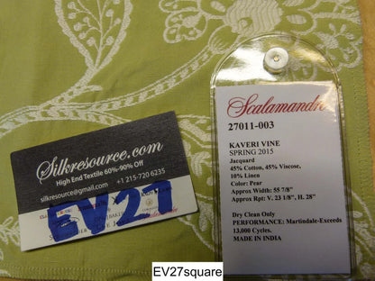 Scalamandre Kaveri Vine Spring 2015, Jacquard Pear Botanical Tree Foliage Green - Square