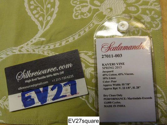 Scalamandre Kaveri Vine Spring 2015, Jacquard Pear Botanical Tree Foliage Green - Square