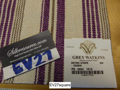 Scalamandre Grey Watkins Kotido Stripe Classic Purple - Square 26 inches x 26 inches