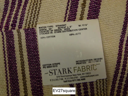 Scalamandre Grey Watkins Kotido Stripe Classic Purple - Square 26 inches x 26 inches