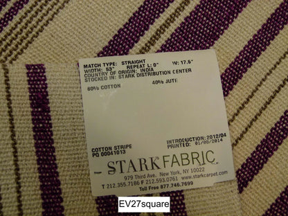 Scalamandre Grey Watkins Kotido Stripe Classic Purple - 26 inchesx35 inches Square