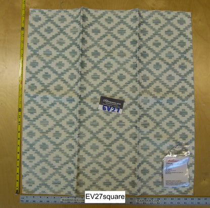Scalamandre Malay Ikat Weave Aquamarine Jacquard Diamond Ogee Green - Square