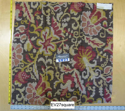 Scalamandre Abstract Woven - Yellow White Red on Brown Square