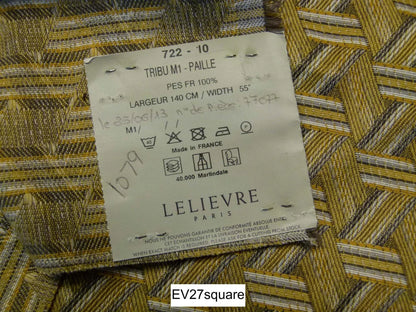 Scalamandre Lelievre TRIBU M1 PAILLE Yellow Polyester Geometric Graphic - Square, 1 Yard x 28 Inches Wide