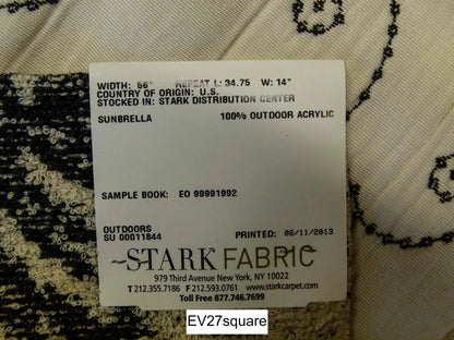 Scalamandre Grey Watkins Fern Wood Black on Cream Embroidery Linen Scroll Botanical Foliage - Square