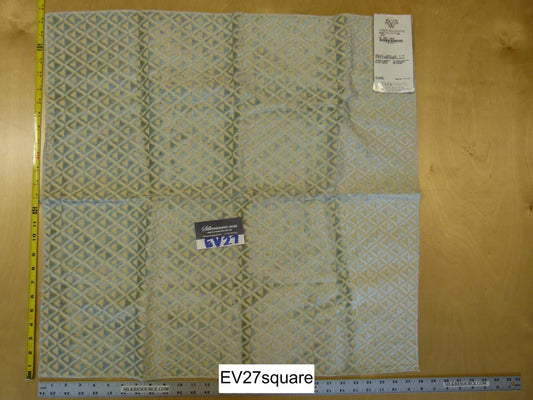 Scalamandre Grey Watkins Sensi Blue Cut Velvet Diamond Ogee Small Scale - Square