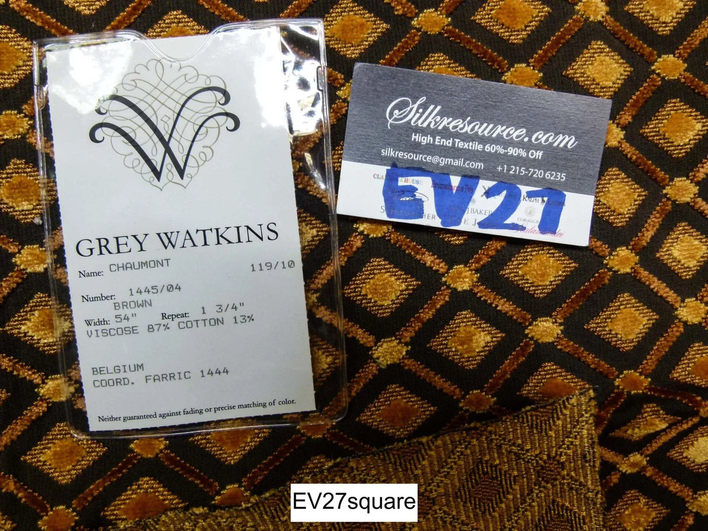 Scalamandre Chaumont Brown Small Scale Diamond - Square 34 " x 35 "