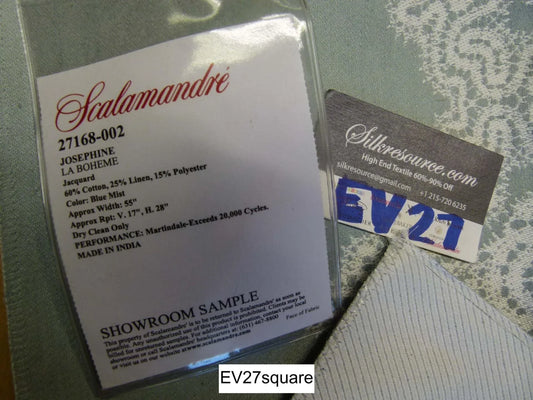 Scalamandre Josephine La Boheme Blue Mist Jacquard Graphic Stripe - Square 27 inches x 27 inches