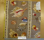 Scalamandre La Gloire De La Mer Sable Linen Print Seashells Large Pattern on Brown - Square 26"x25"