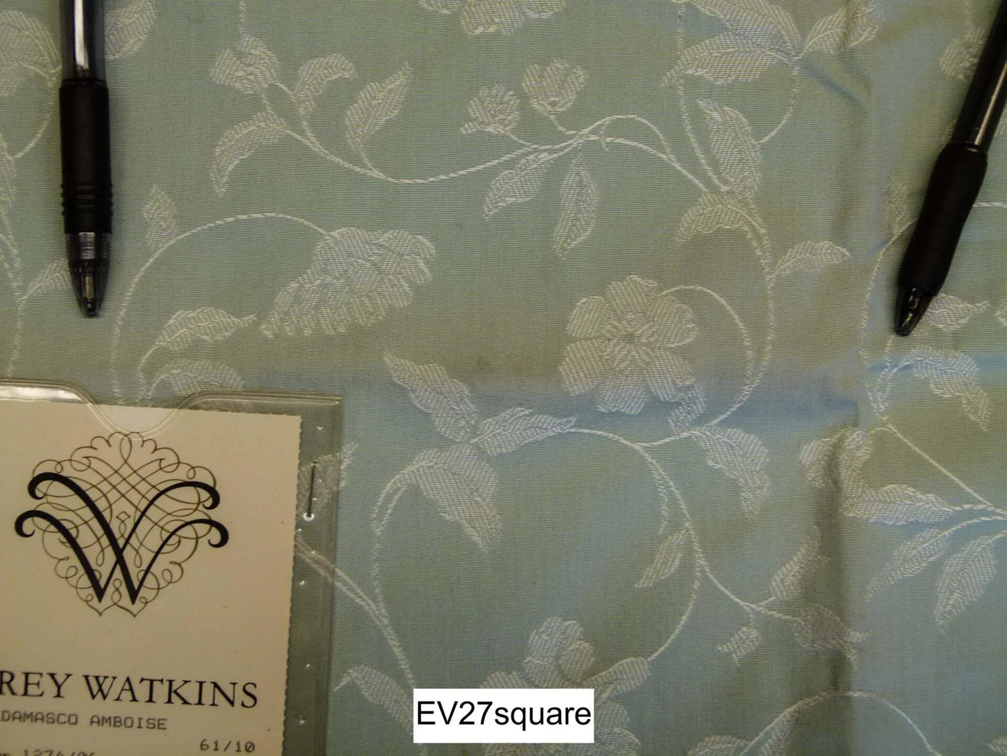 Scalamandre Damasco Amboise Aqua Botanical Foliage - Square 38" x 34"