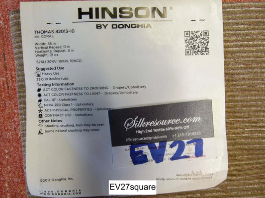 Scalamandre Thomas Coral Linen, Chenille Viscose Polycotton Pink - Square 26" x 56"