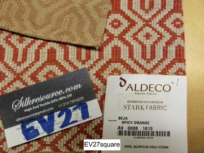 Scalamandre ALDECO Beja Spicy Orange Small Jacquard Geometric - Square 35" x 27"