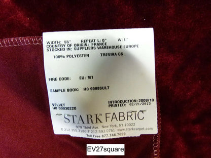 Scalamandre Lelievre Sultan Rubis Velvet Plain Deep Red - Square 27" x 27"