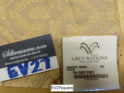 Scalamandre Grey Watkins Charing Cross Peach Gold Silk Lampas - Square