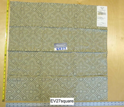 Scalamandre Grey Watkins Charing Cross Tranquil Blue Brown Silk Lampas - Square