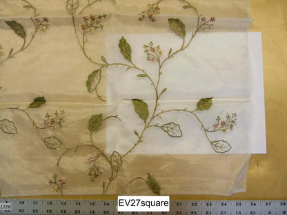 Scalamandre Old World Weavers Francesca Pastel Green Sheer Silk Embroidery Viscose - Square