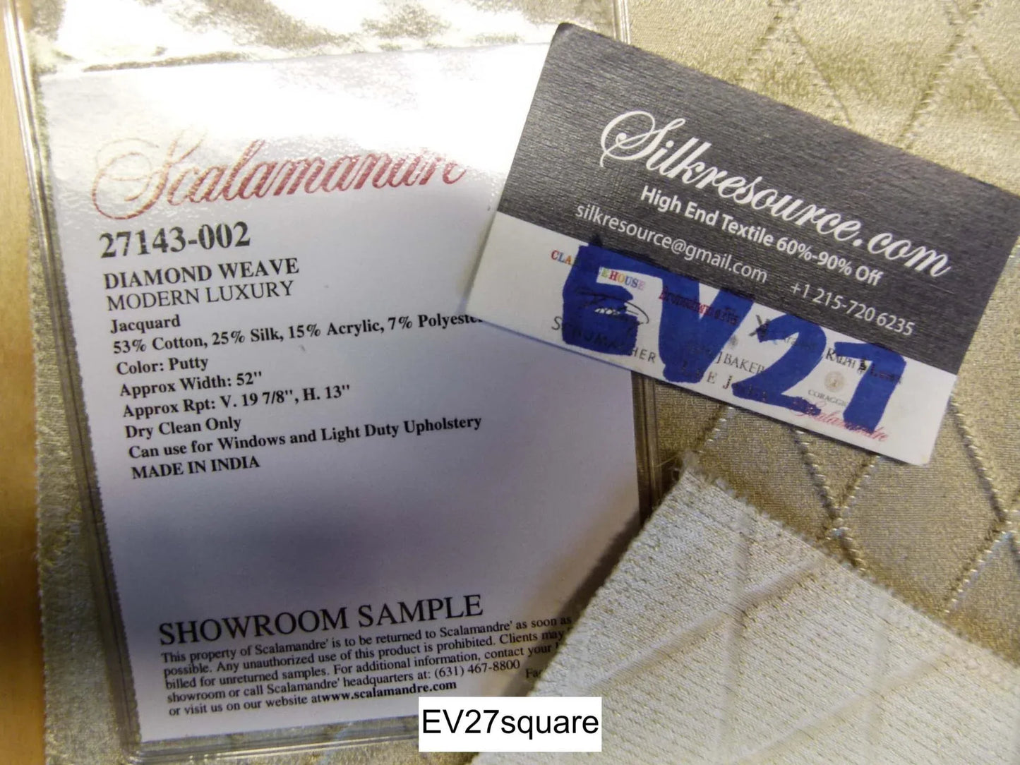 Scalamandre Diamond Weave Modern Luxury Putty Jacquard - Square